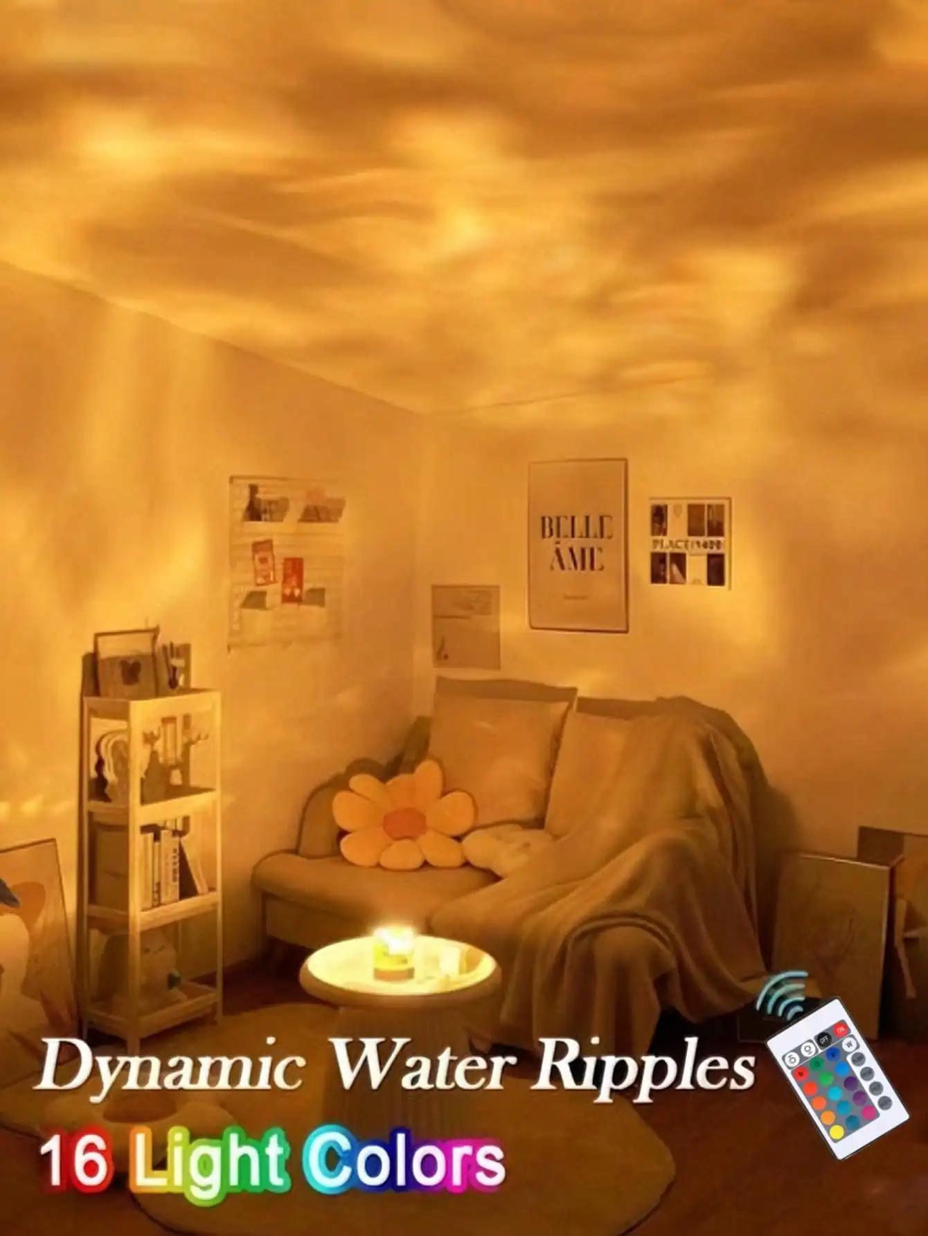 1PC USB Rotating Projection Lamp: Wave/Flame/Starry Sky Dynamic Atmosphere Light for Home & Party