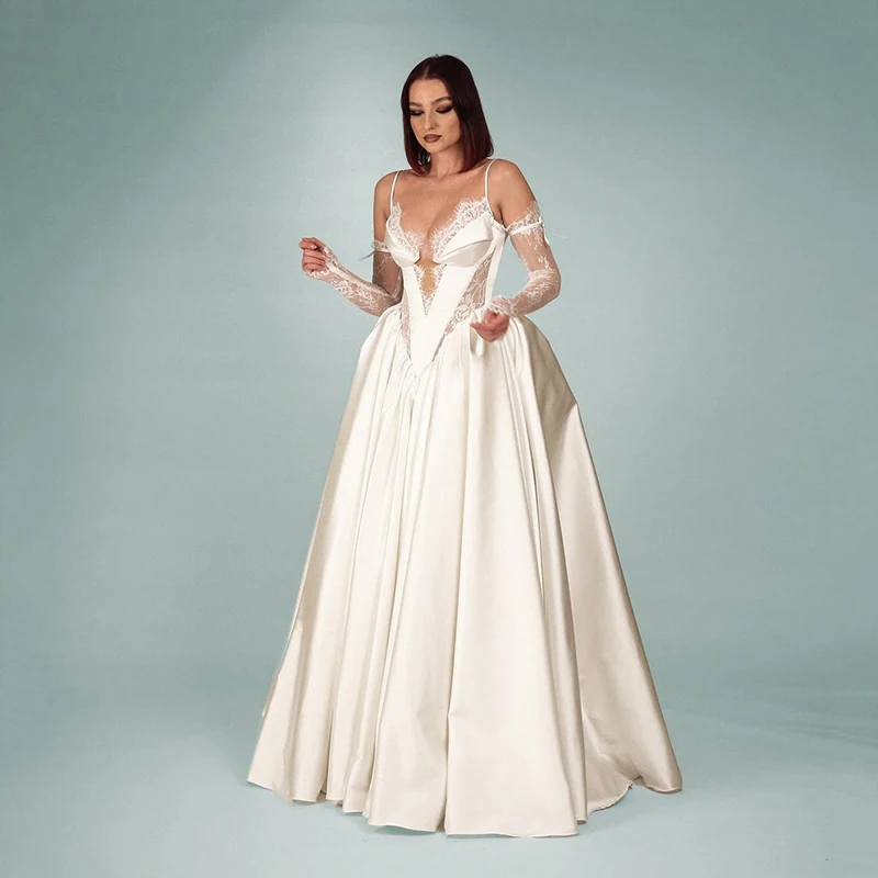 Eightree 2026 A-Line Wedding Dresses Sweetheart Spaghetti Straps Princess Bridal Dress White Wedding Ball Prom Gowns Customized