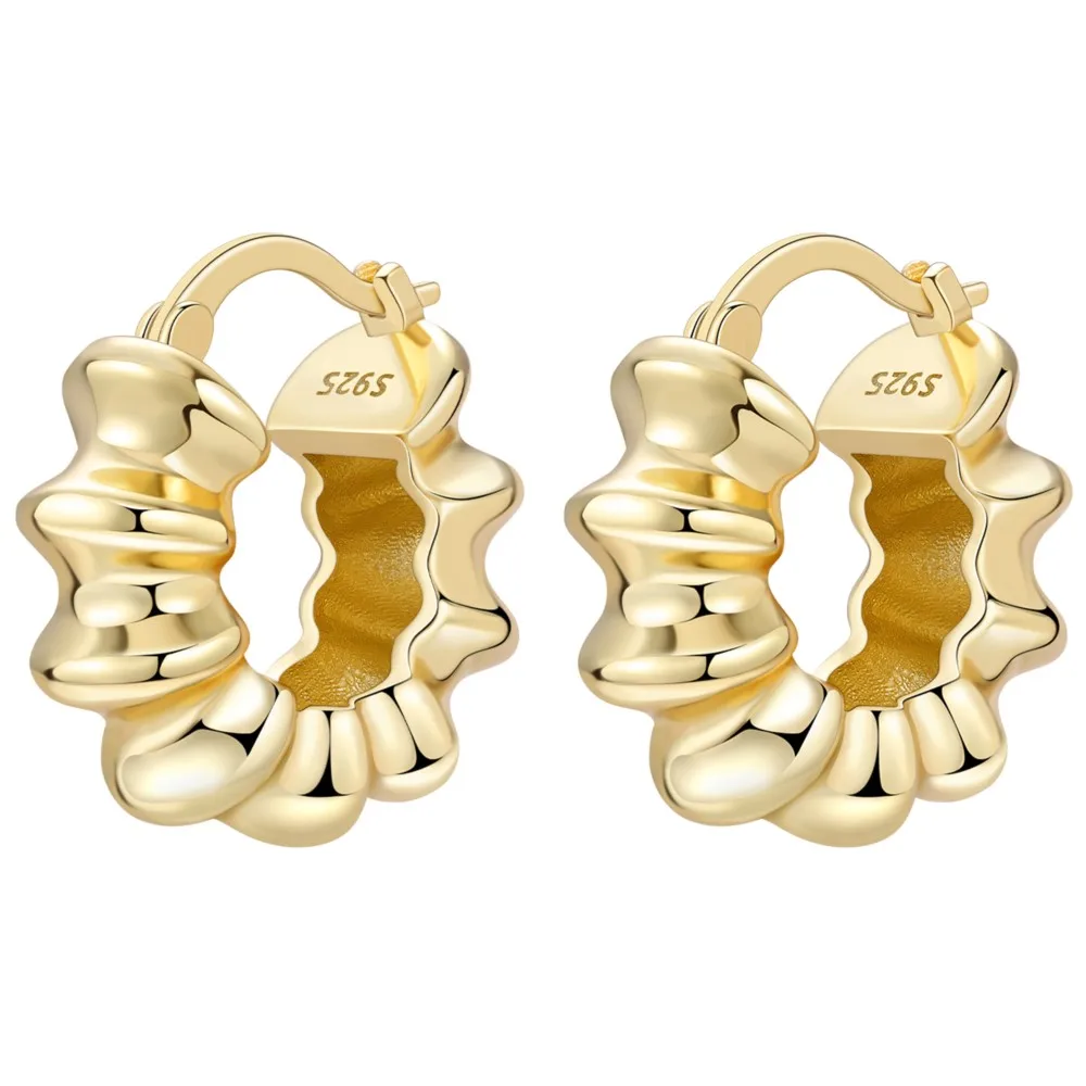 925 Sterling Silber Gold Temperament Vielseitige Ohrringe Schmuck Vielseitige Creolen Für Frauen Schmuck Geburtstag Party Geschenke