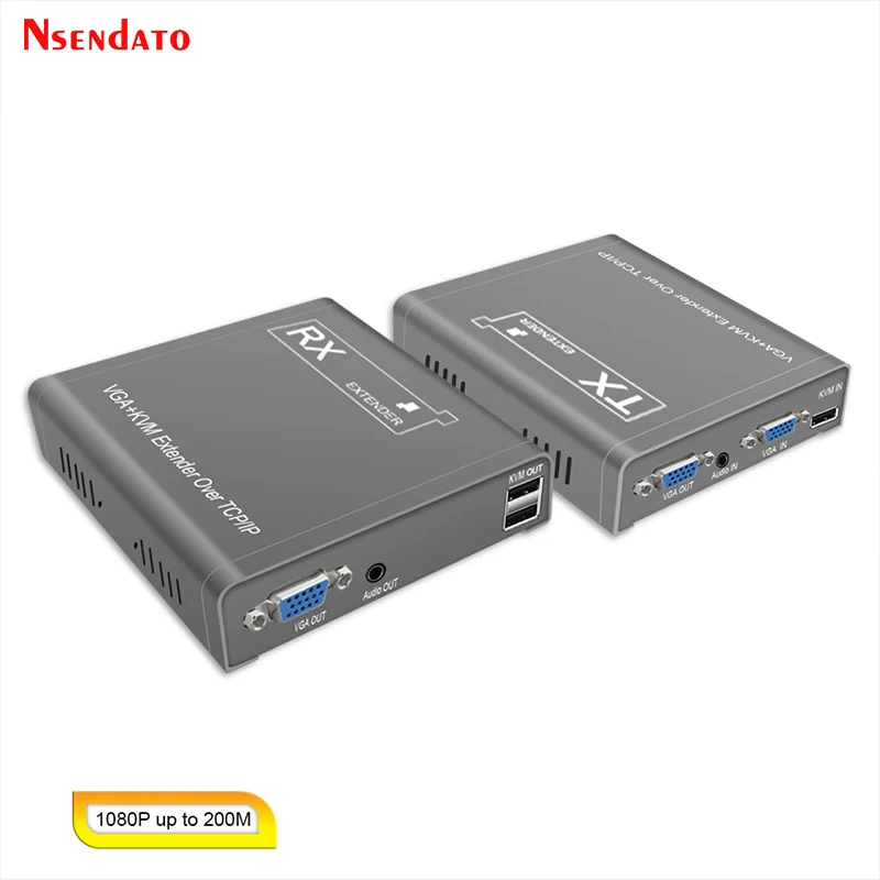 200M VGA USB KVM Extender over IP RJ45 Ethernet Cat5e/6 Extension Cable KVM VGA USB Multi Extender Switch sharing keyboard mouse