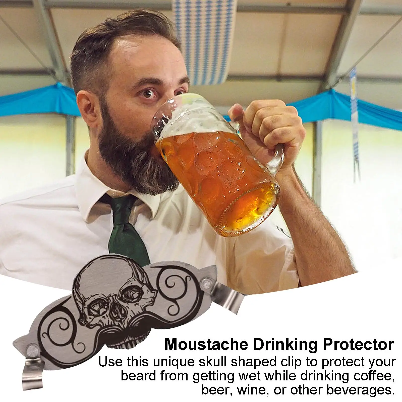 Moustache Drinking Protector Mustache Guard Drinking Attachment Multifunctional Beard Protection With Skull Design For Coffee
