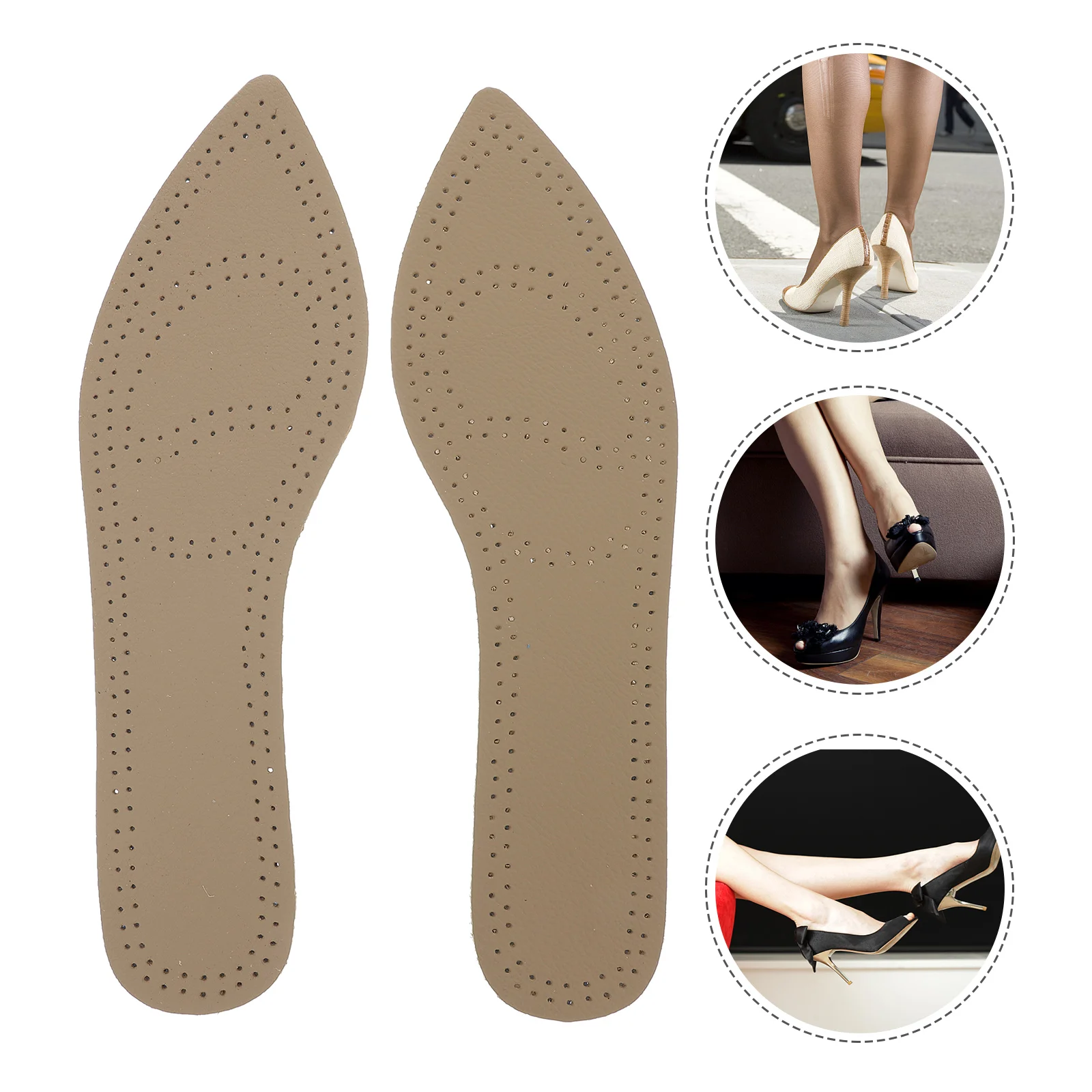 

2 Pairs Cow Insoles For Heels Anti-Sweat Detachable Pads Breathable High Heels Insole Pointed Shoes Anti-Loose Foot Care