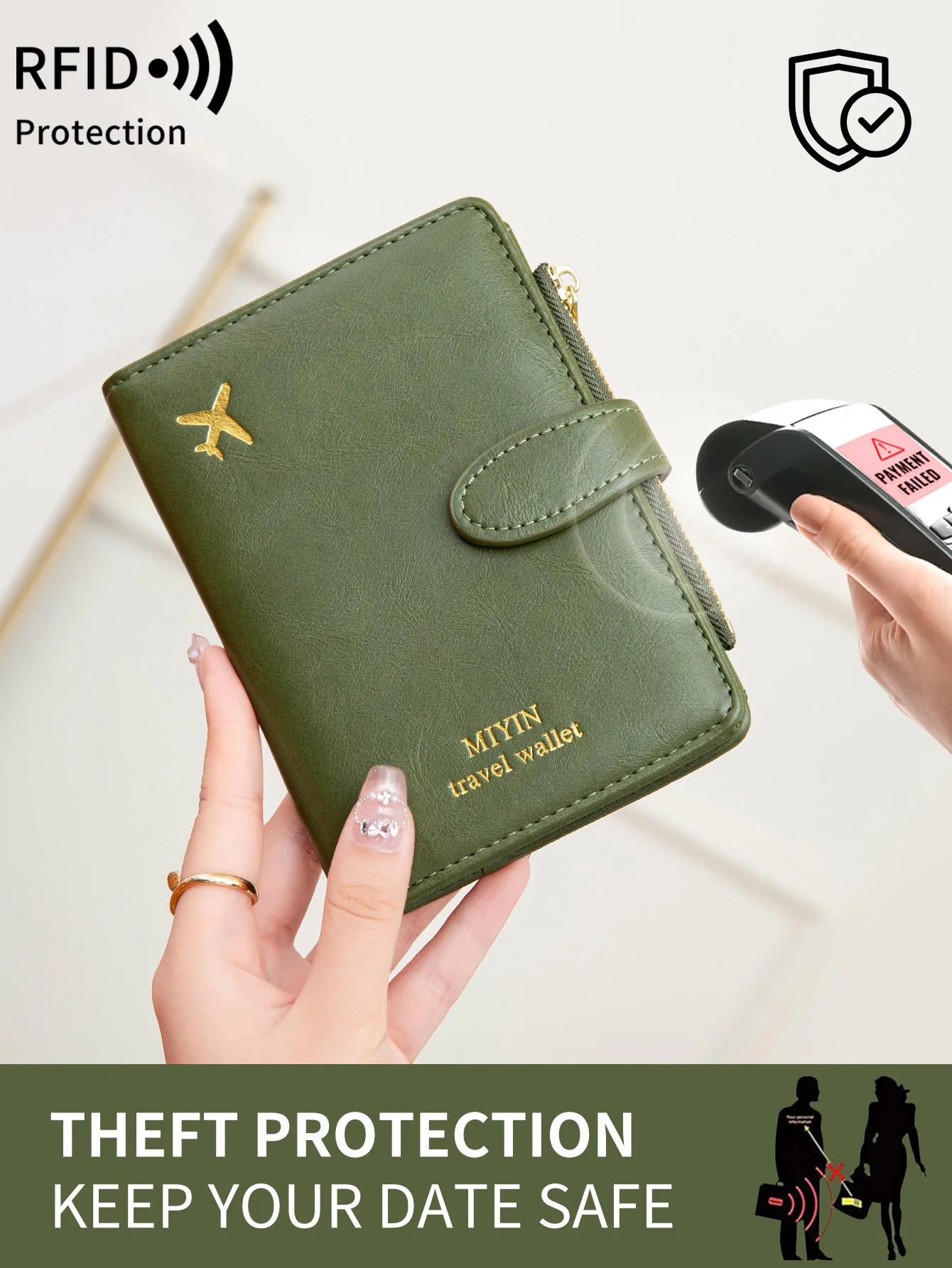 Airplane Pattern Passport Bag Multi functional ID Card Bank Card RFID Passport Clip PU Leather Wallet Cover Travel Accessories