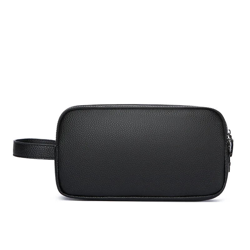 Vintage Men Hand Clutch Bag Multi‑Layer Zipper Compartments Wrist Pouch for Travel Business Daily Accessories Organizer Bag