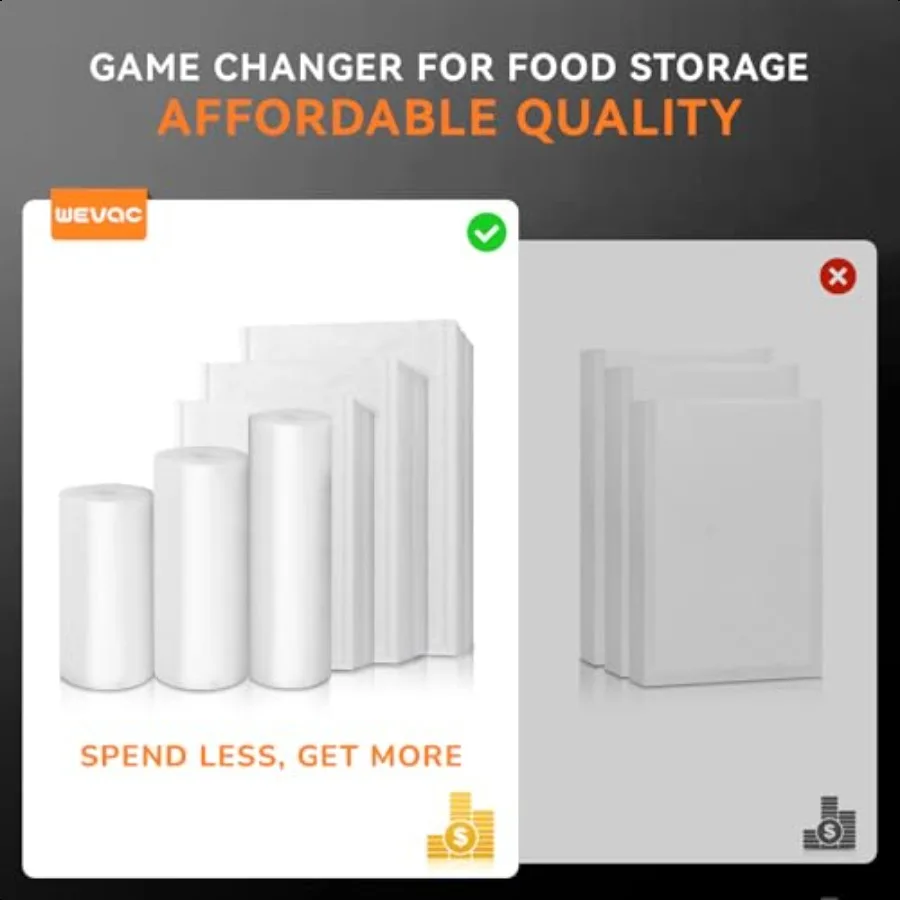 [2024 Q4] 11 × 16 أكياس سد الفراغات 100 قطعة مثالية لتخزين المواد الغذائية Sous Vide وإعداد الوجبات يحافظ على الطعام طازجًا ومغذيات Weva