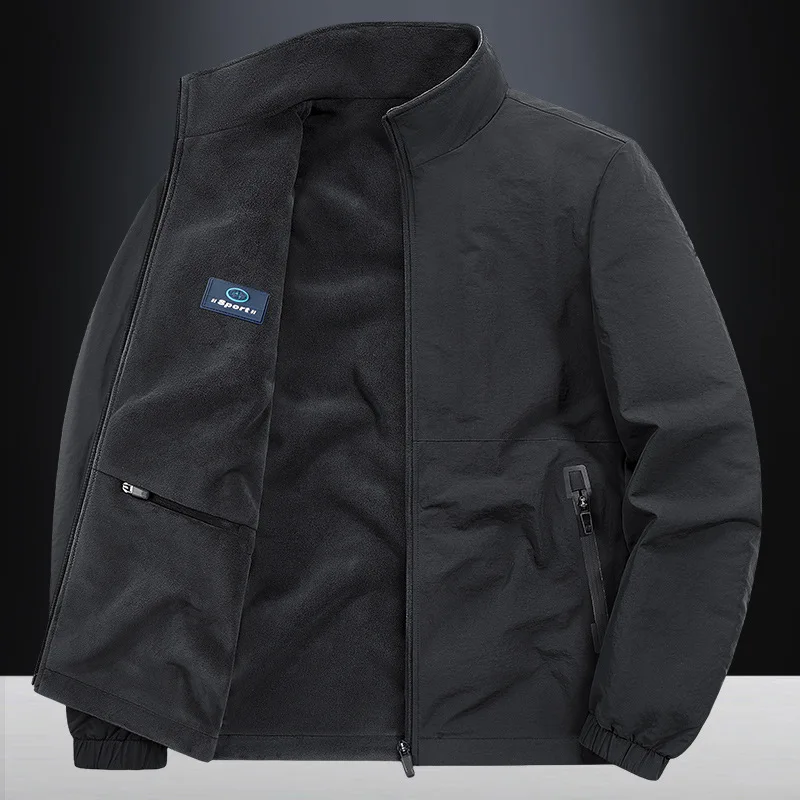 The 2025 new double-sided jacket, men's fleece jacket, men's autumn loose jacket with fleece and thickened coat