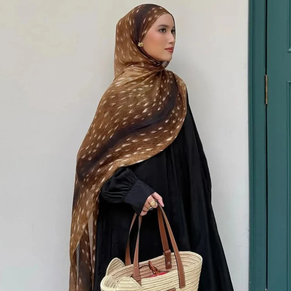 

Женский летний пляжный шелковый шарф с акварельным принтом, легкий мусульманский хиджаб, платок Femme Islam Ramadan, шарф, шаль, платок