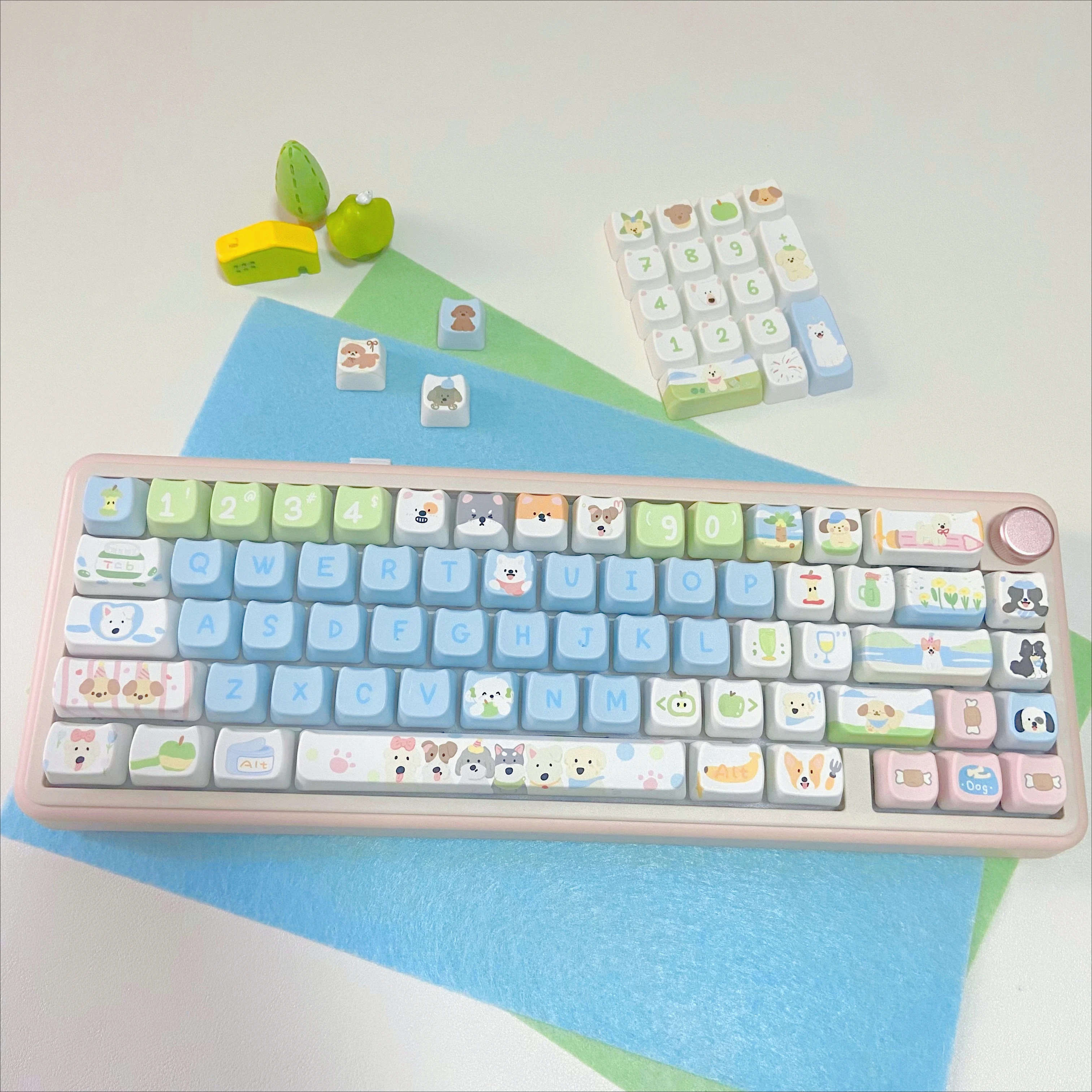 Park Puppy Keycaps Ears Shape PBT MAO Profile Cute Key Caps for 60% 75% TKL 96% 100% Layout Gaming Office Mechanical Keyboard