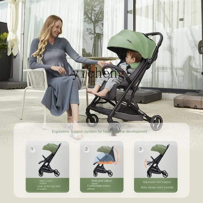 Tqh Kinderwagen Kan Zitten En Liggen Baby Auto Lichtgewicht Baby Pasgeboren Baby Kind Hoge Landschap Trolley