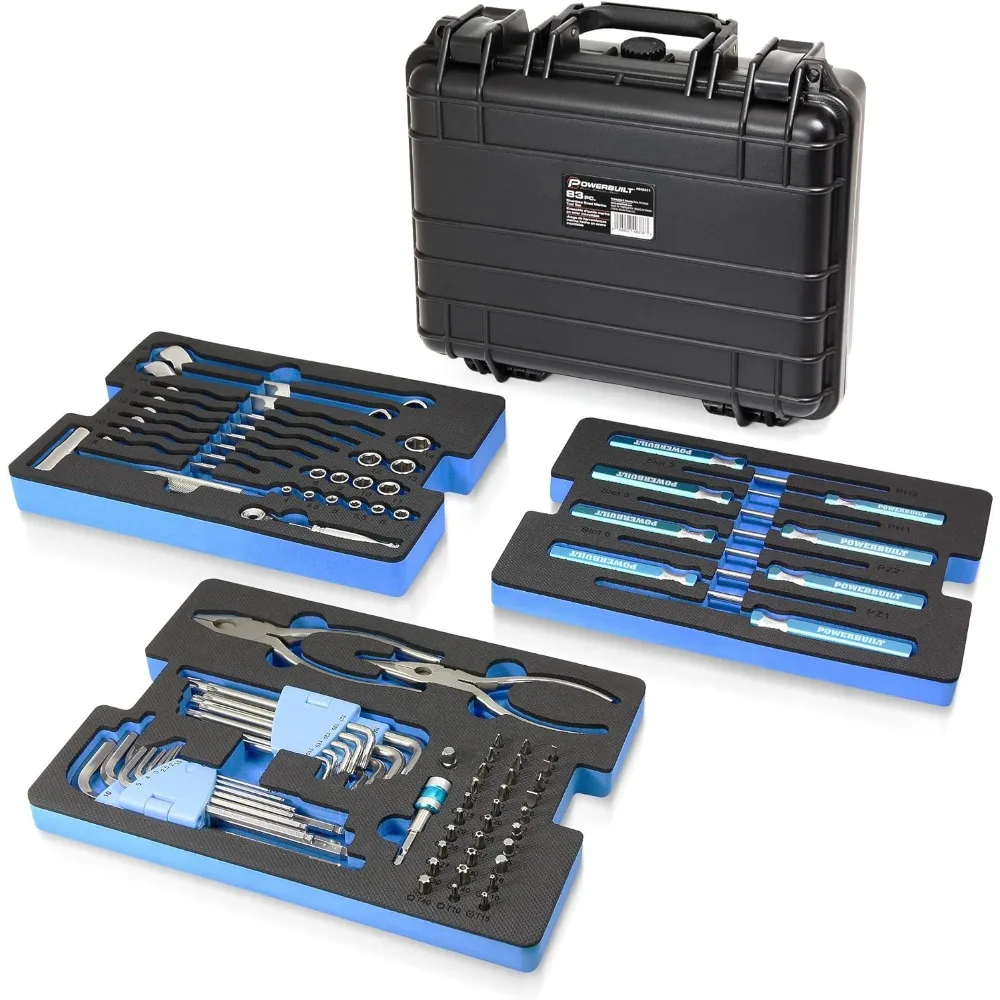 83 Pc. 420J2 Stainless Steel Marine Boat Repair Tool Set, Drivers, Pliers, Wrenches, Mallet, Bit Driver/Bits, Sockets, Watertig