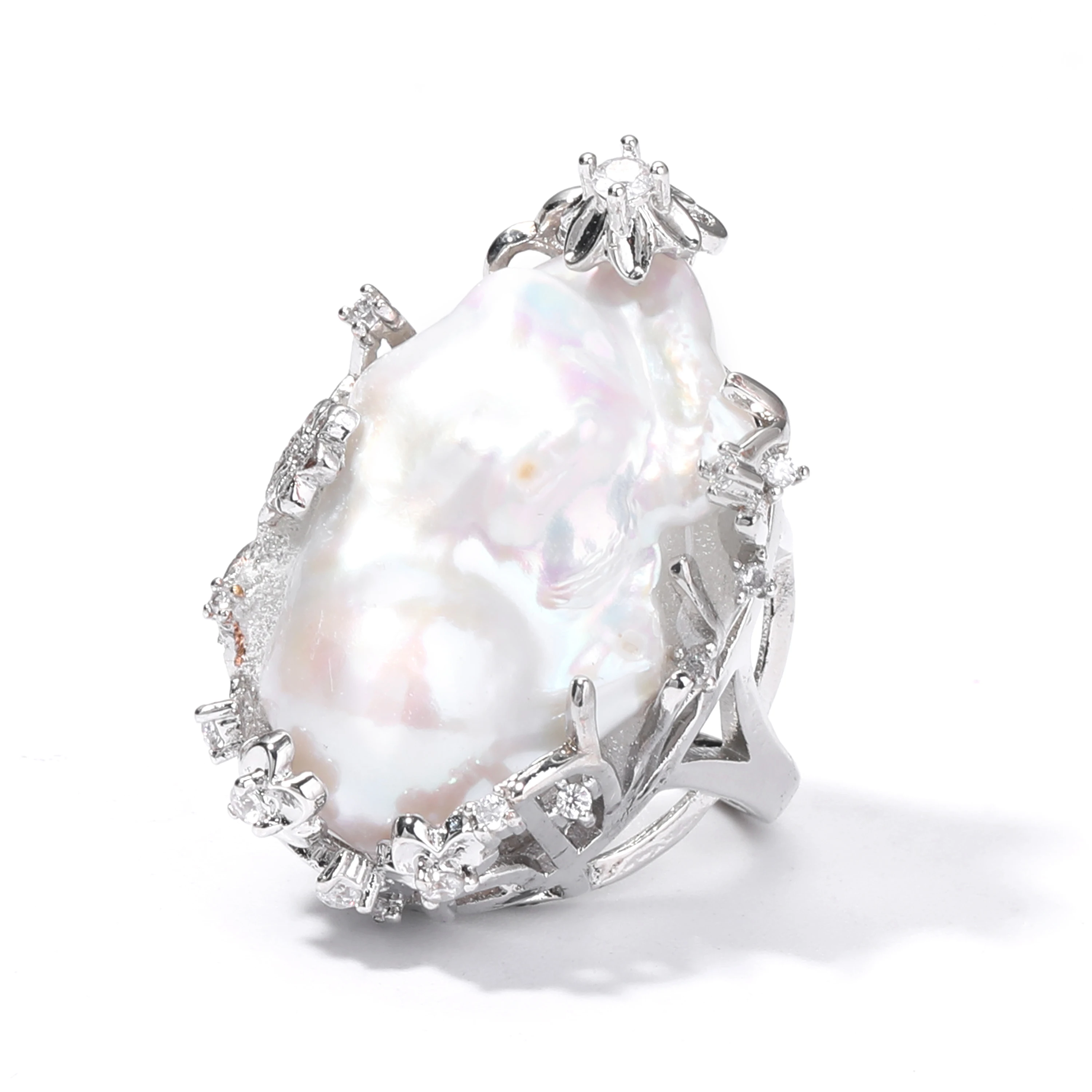 Natürlicher Barock-Perlenring Verstellbar Warme Töne Transparente Farbenfrohe Unregelmäßige Süßwasserperlen Damen-Modeschmuck – Detail 5