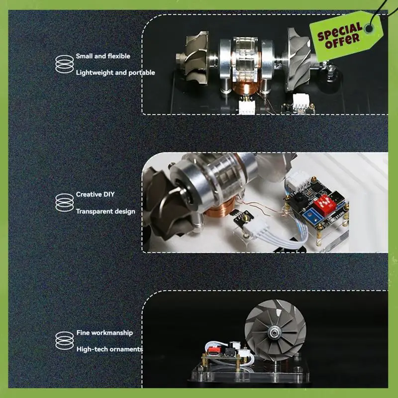 Motore a pala di turbina di classe Modello di motore brushless turbo Motore aerodinamico sovralimentato Giocattolo tecnologico creativo fai-da-te in metallo CNC