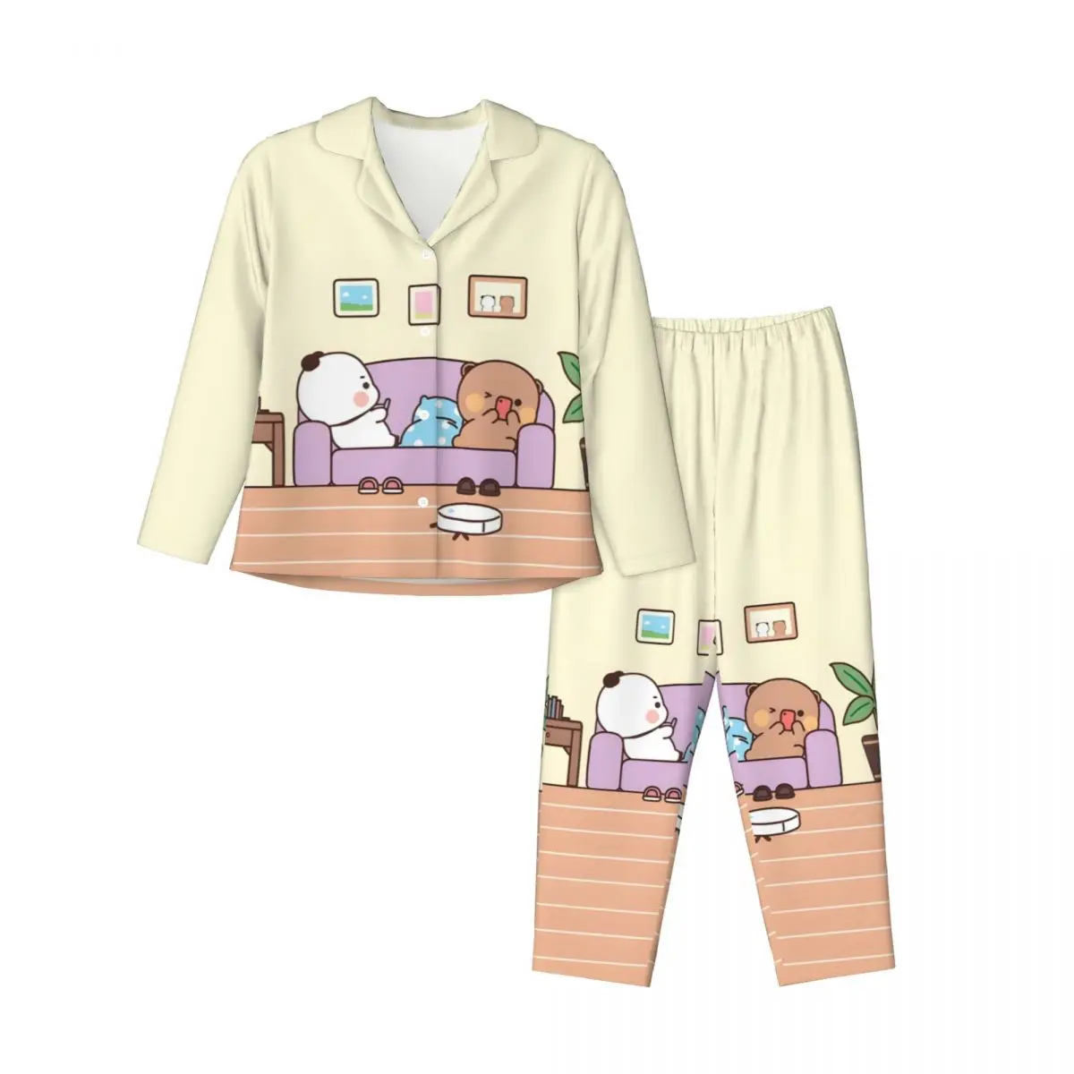 Panda Bear Hug Bubu Dudu Women's Pajamas Sets Woman 2 Pieces Pajamas Female Couples Loungewear Suit Home Clothes