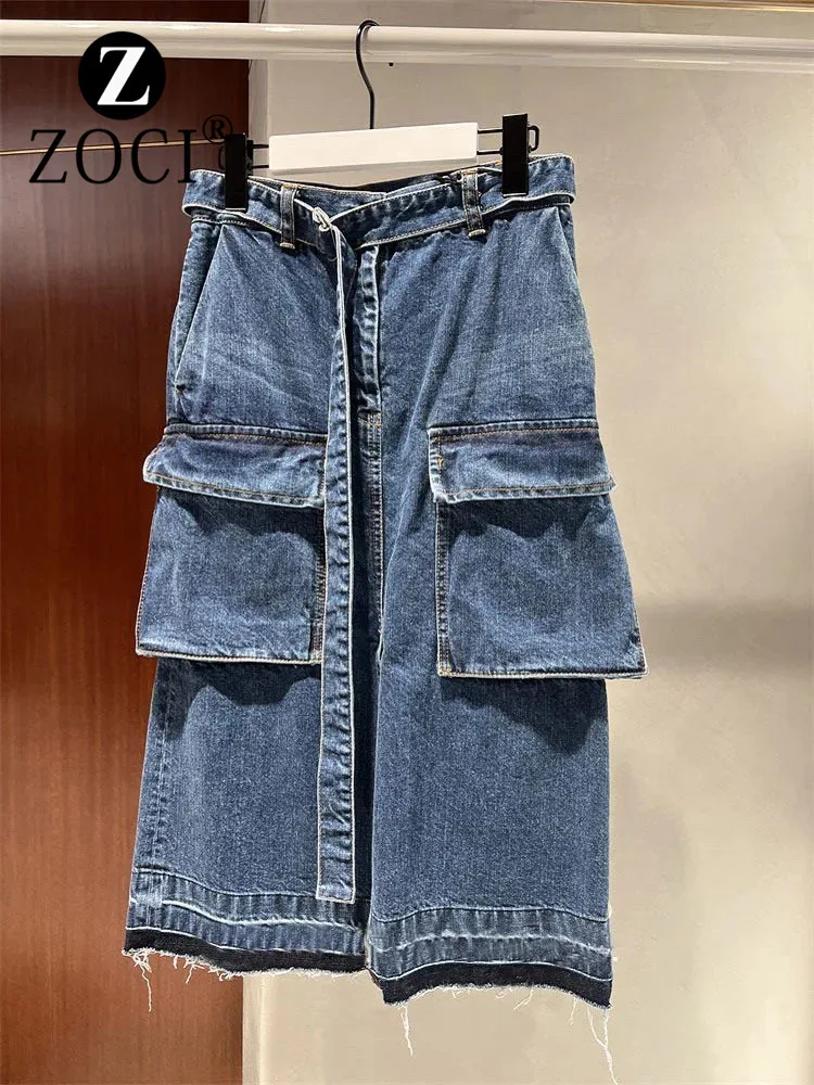 

[ZOCI] 2024 Autumn Men FOG Denim Skirt New Slim Fit Waist Belt Design Workwear Pocket Casual New