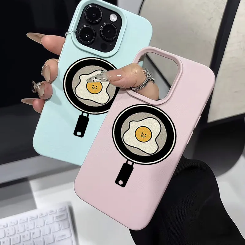 

Cute Fried Egg Pan Creativity Phone Case For iPhone 14 15 16 Plus Pro 11 12 13 Pro Max iPhone X XR XS 16E Candy Color Soft Cover