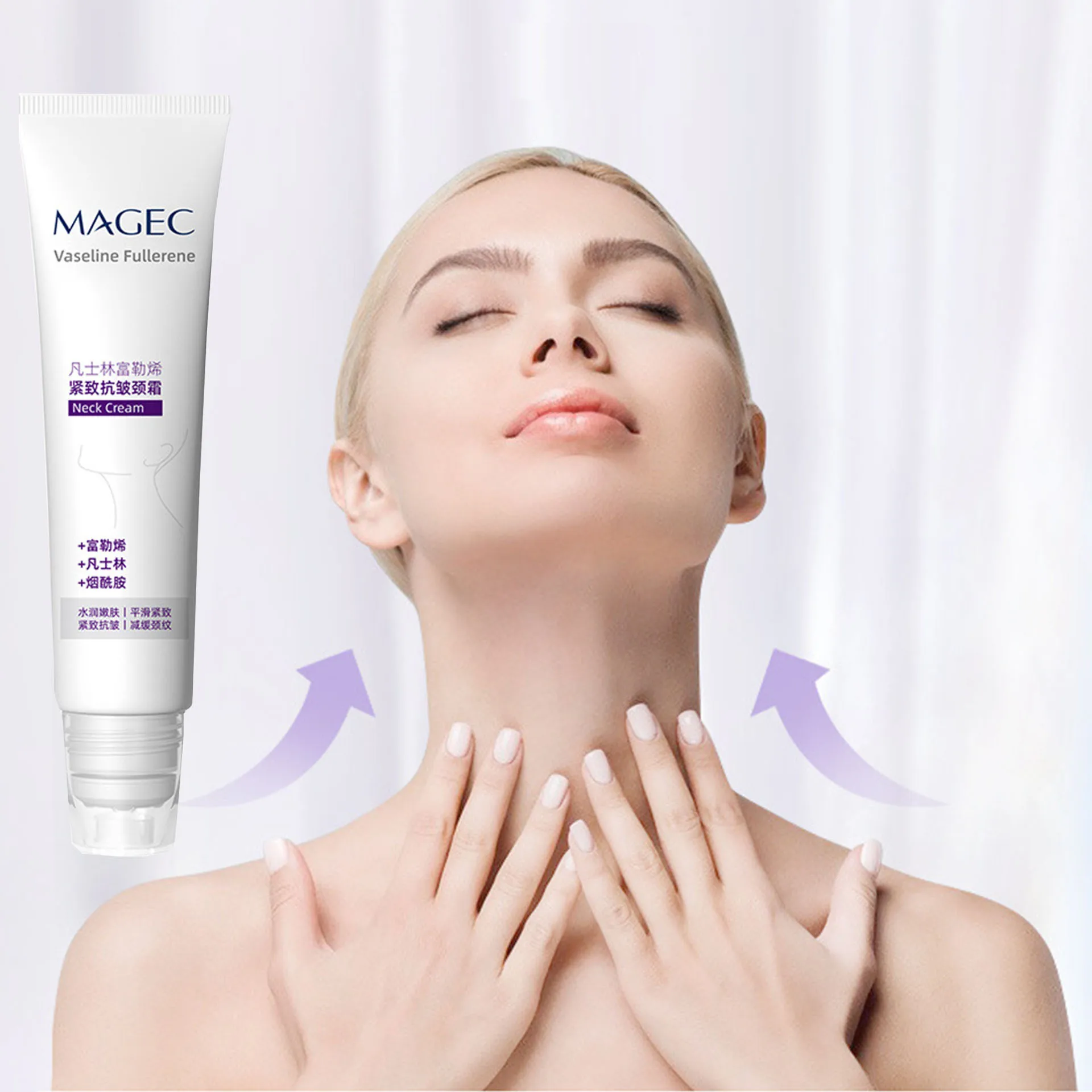 

Увлажняющий и антивозрастной крем для шеи, подтягивающий и укрепляющий кожу, разглаживающий мелкие морщины, с массажным аппликатором, для ухода за кожей.