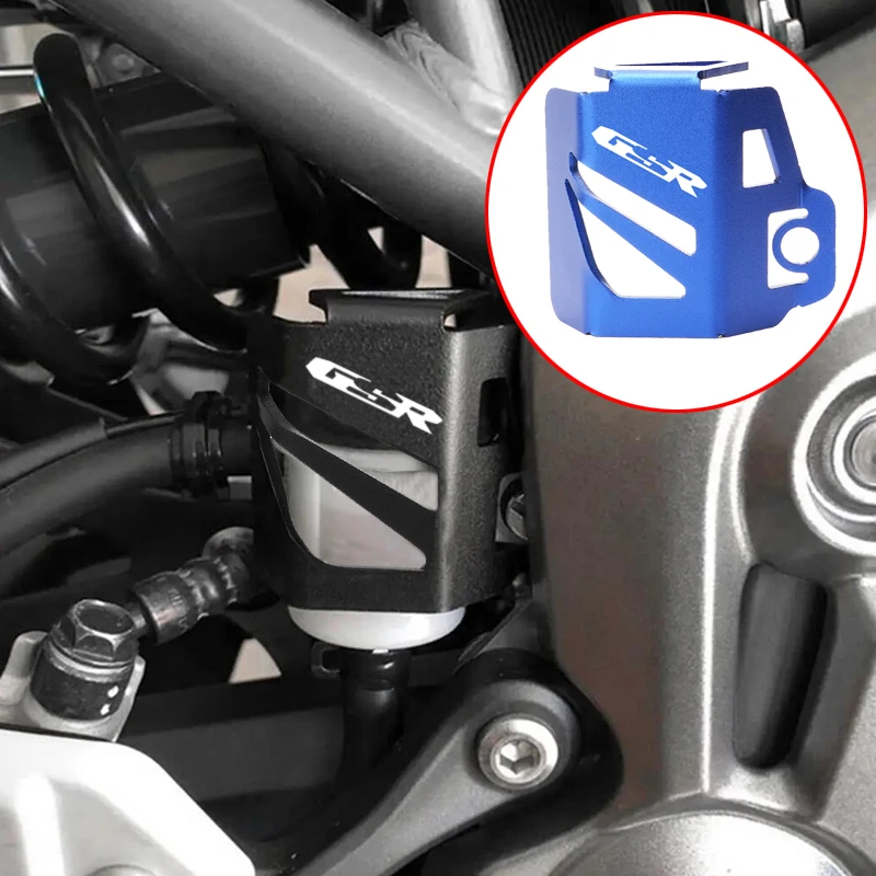 For SUZUKI GSR400 GSR600 GSR750 GSR Motorcycle CNC Accessories Rear Brake Fluid Reservoir Guard Cover Protector With LOGO \