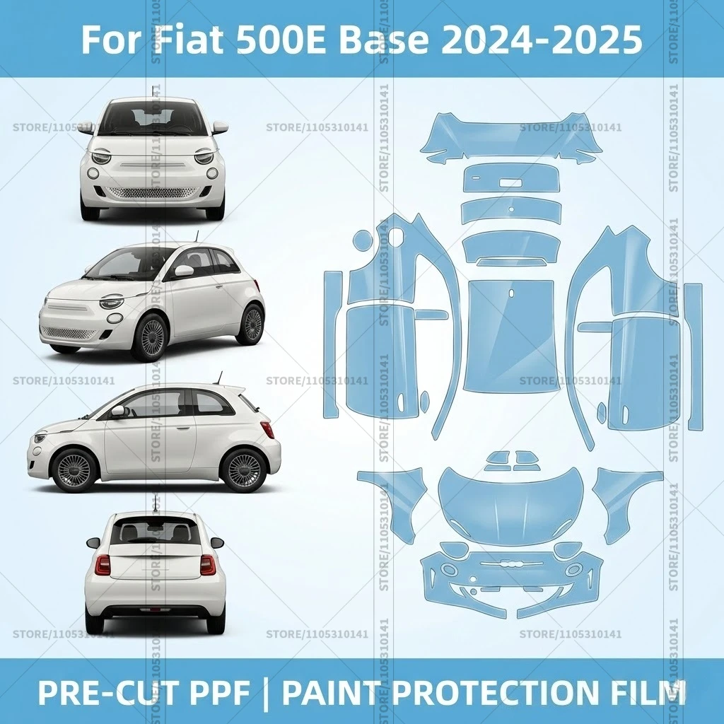 

Для Fiat 500E Base 2024-2025: Профессиональная прозрачная защитная пленка (PPF) для полной оклейки автомобиля, предварительно вырезанная