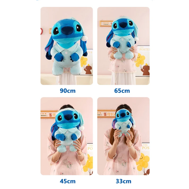 33/90cm Disney Lilo and Stitch Plush Toy Cartoon Anime Stuffed Kawaii Pajamas Pillow Stich Doll Plushie Kids Birthday Xmas Gifts