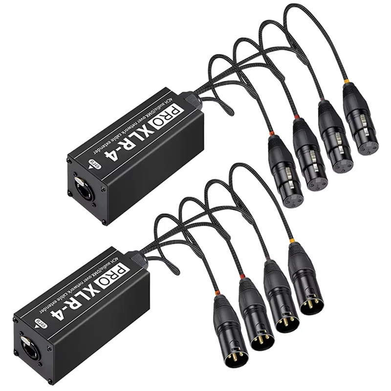

4-Channel XLR Audio And DMX Network Cable Extender, DMX512 Network Signal Extender For Stage Sound Lighting Studio-Y47A
