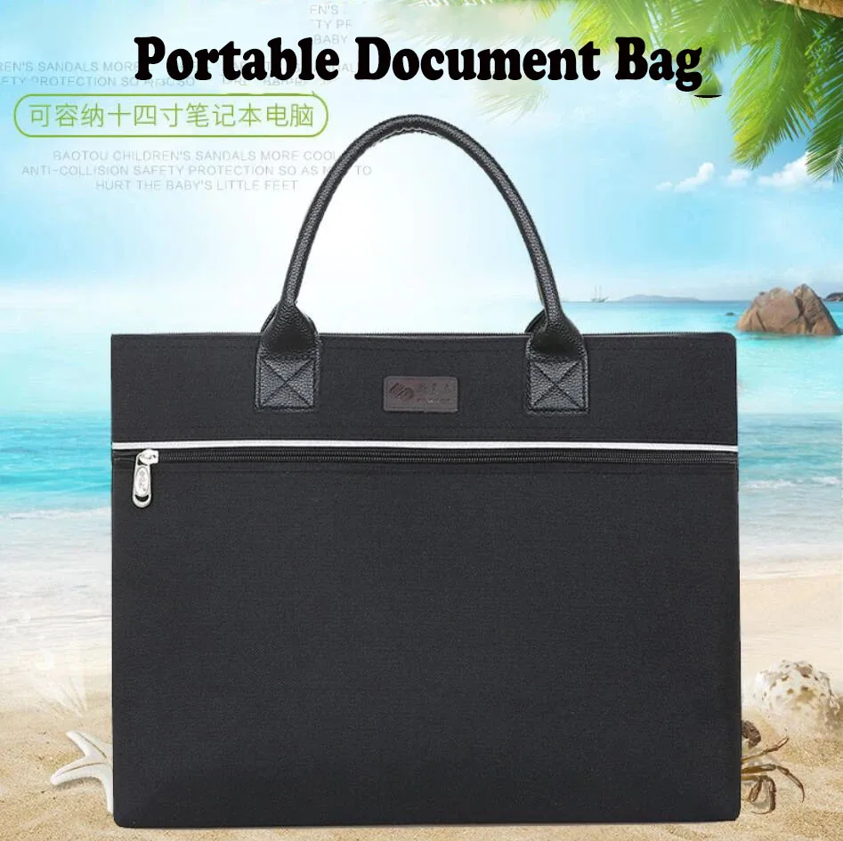 Portable Document Bag File Folder Durable Oxford Cloth Zipper Handbag Waterproof A4  Laptop Case Business Contract Organizer Men