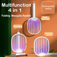 4 IN 1 Electric Mosquito Killer 3000V USB Rechargeable Fly Trap Mosquito Swatter Racket Insect Killer With UV Light Bug Zapper