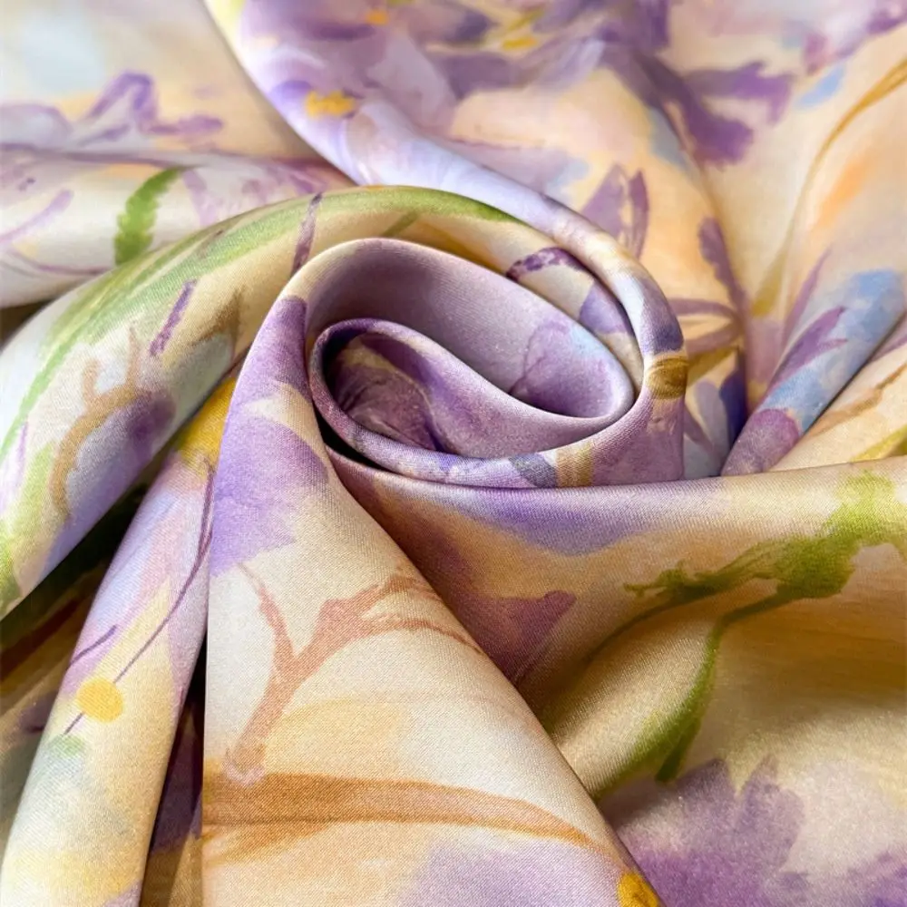 Floral pattern Women Head Scarf 70cm Silk Material Female Shawl Wrap Square Shape Satin Fabric Silk Scarf Summer Accessories