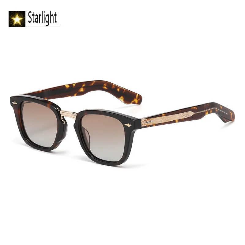 グラデーション偏光サングラス男性用アセテートクラシックメガネ男性用uv400ファッションメガネスクエアレトロ手作り旅行用