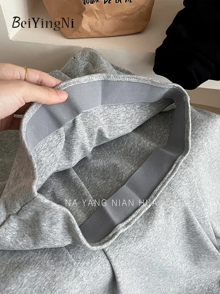 Beiyingni Korean Simple Women's Long Maxi Skirts Elastic Waist Elegant Black A-line Skirt Woman Solid Color French Gray Faldas