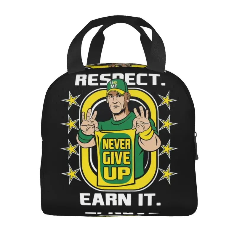 Custom WWE John Cena Lunch Bag Men Women Never Give Up Cooler Thermal Insulated Lunch Boxes for Student School