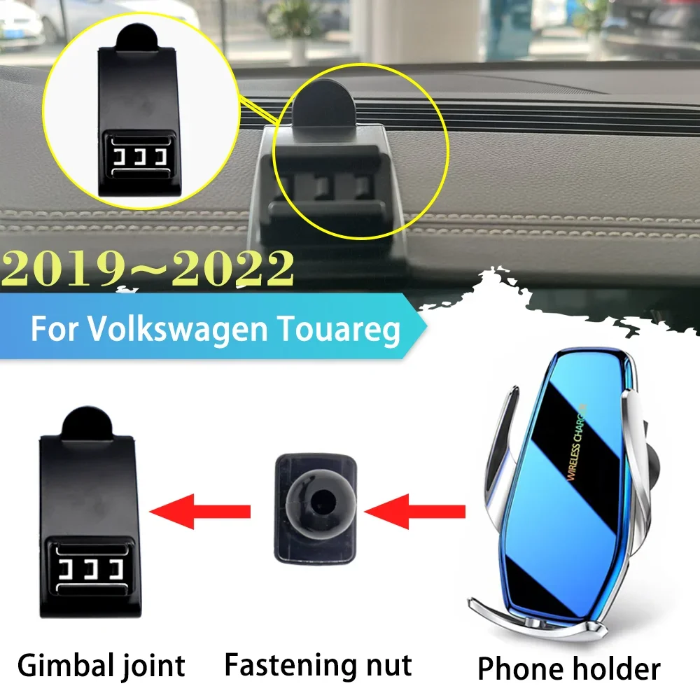 

Phone Holder for Volkswagen VW Touareg CR EV R 2019~2022 2020 2021 Air Vent Clip Stand Support Wireless Fast Charging Accessorie