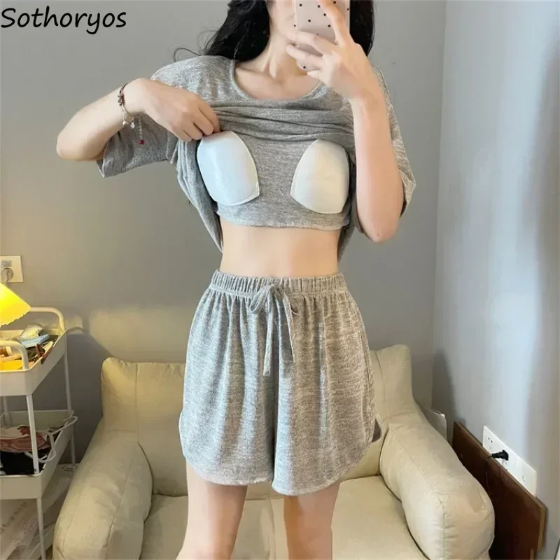 

Pajamas for Women Loose Simple Padded Home Sleepwear Breathable Soft Summer Japanese Style Dormitory All-match Pijamas De Mujer