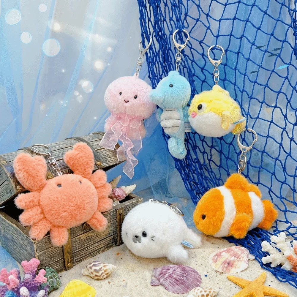 Mini Marine Animal Plush Doll Funny Stress Relief Cartoon Press BB Call Plush Toy Squeeze Toy Oceanographic Plush Toy