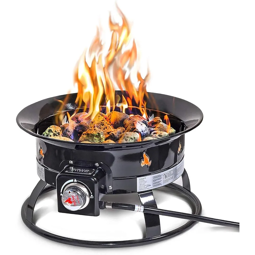 Portable Propane Fire Pit, 19-inch, 58,000 BTU with Fire Pit Cover & Carry Kit, Smokeless Gas Firebowl | Perfect for Camping,