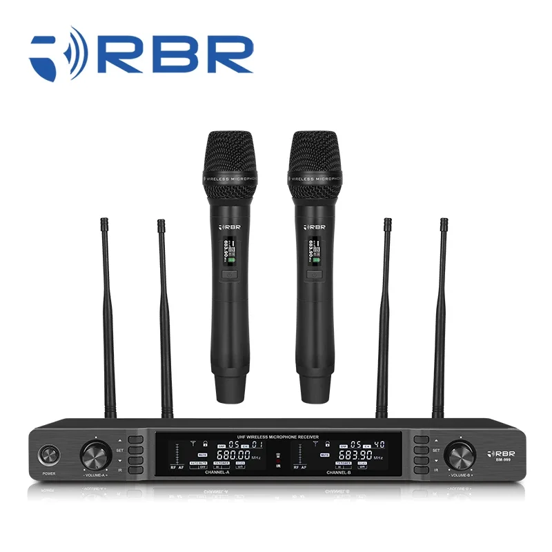 Long Range True diversity bm999 uhf professional wireless microphone for stage performance