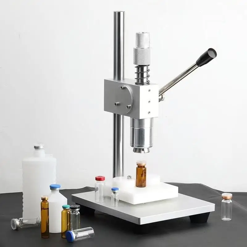 2025 New Silver Pneumatic Automatic Bottle Crimping Capper Commercial Perfume Sample Glass Bottle Beverage