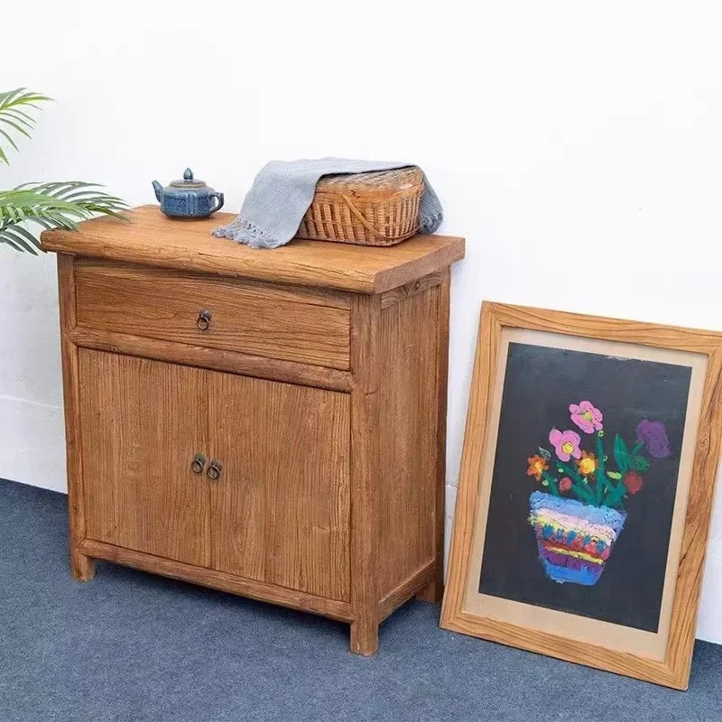 Old elm sideboard, weathered board, solid wood storage cabinet, entryway cabinet, home living room cabinet, pantry cabinet