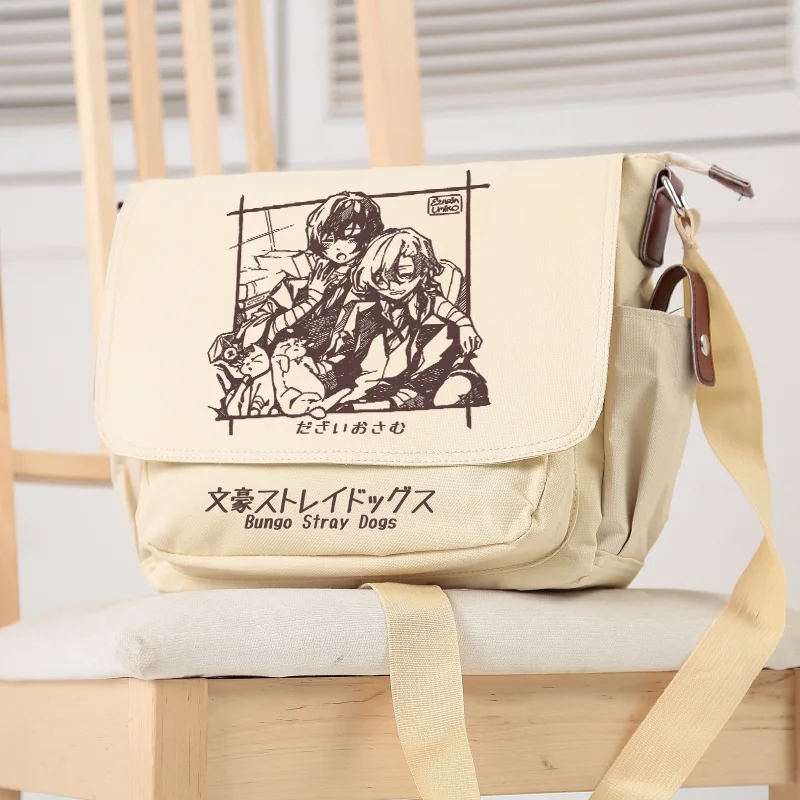 2023 New Anime Peripheral Bungou Stray Dogs Nakahara Chuuya Dazai Osamu Messenger Bag Schoolbag Student Cosplay Oxford Gift