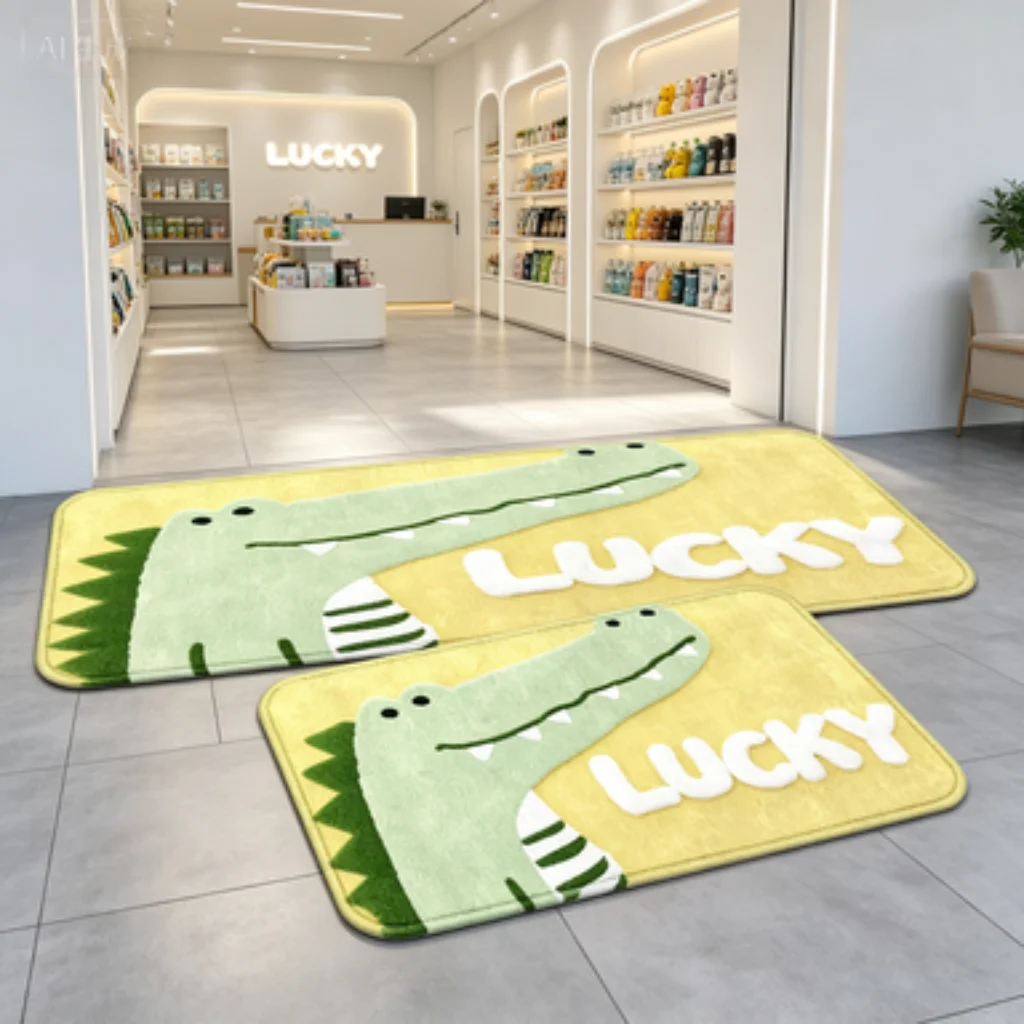 Cartoon Crocodile Lucky Mat, Big Mouth Crocodile Mat, Space Bear Runner, Rainbow Lion Mat, Cute Insect Floral Mat.