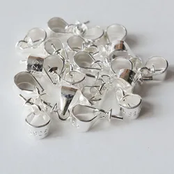 925 Silver Pendant Bail Connector with Pearl Cup Pin, Silver Pendant Bail with Cup Glue-on Pendant Connector for Jewelry Making