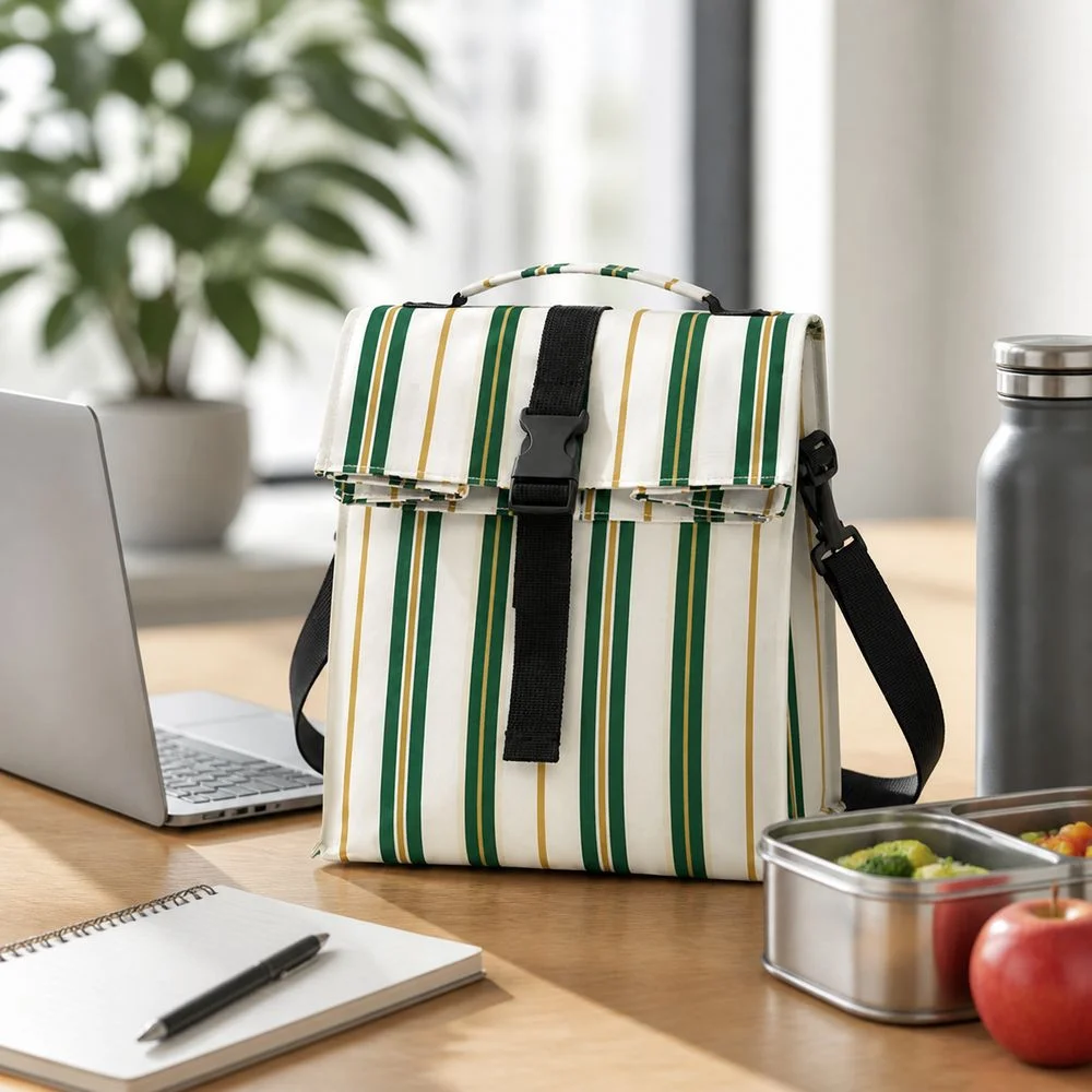 Durable Oxford Cloth Insulated Lunch Bag Adjustable Shoulder Strap Waterproof Meal Handbag Fold Top Lunch Tote Bag Work Lunch