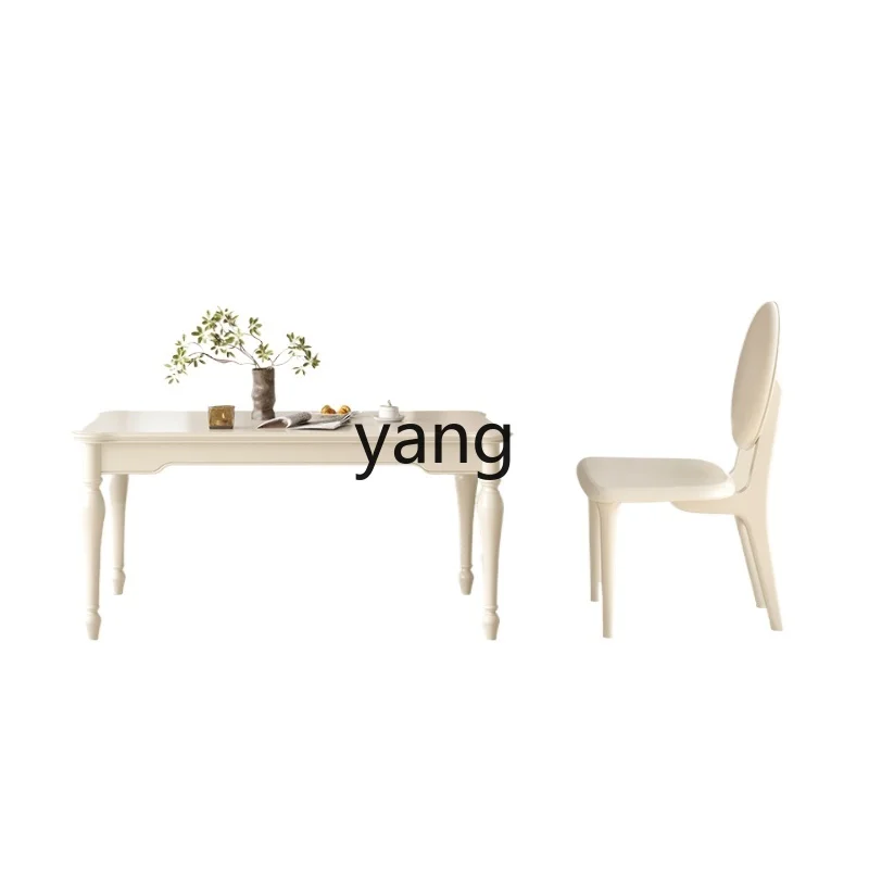 Lmm Solid Wood Long Table Light Luxury Rectangular Dining Tables and Chairs Combination