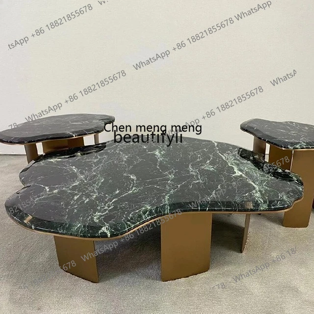 

X Light luxury, marble coffee table, villa living room high and low combination coffee table