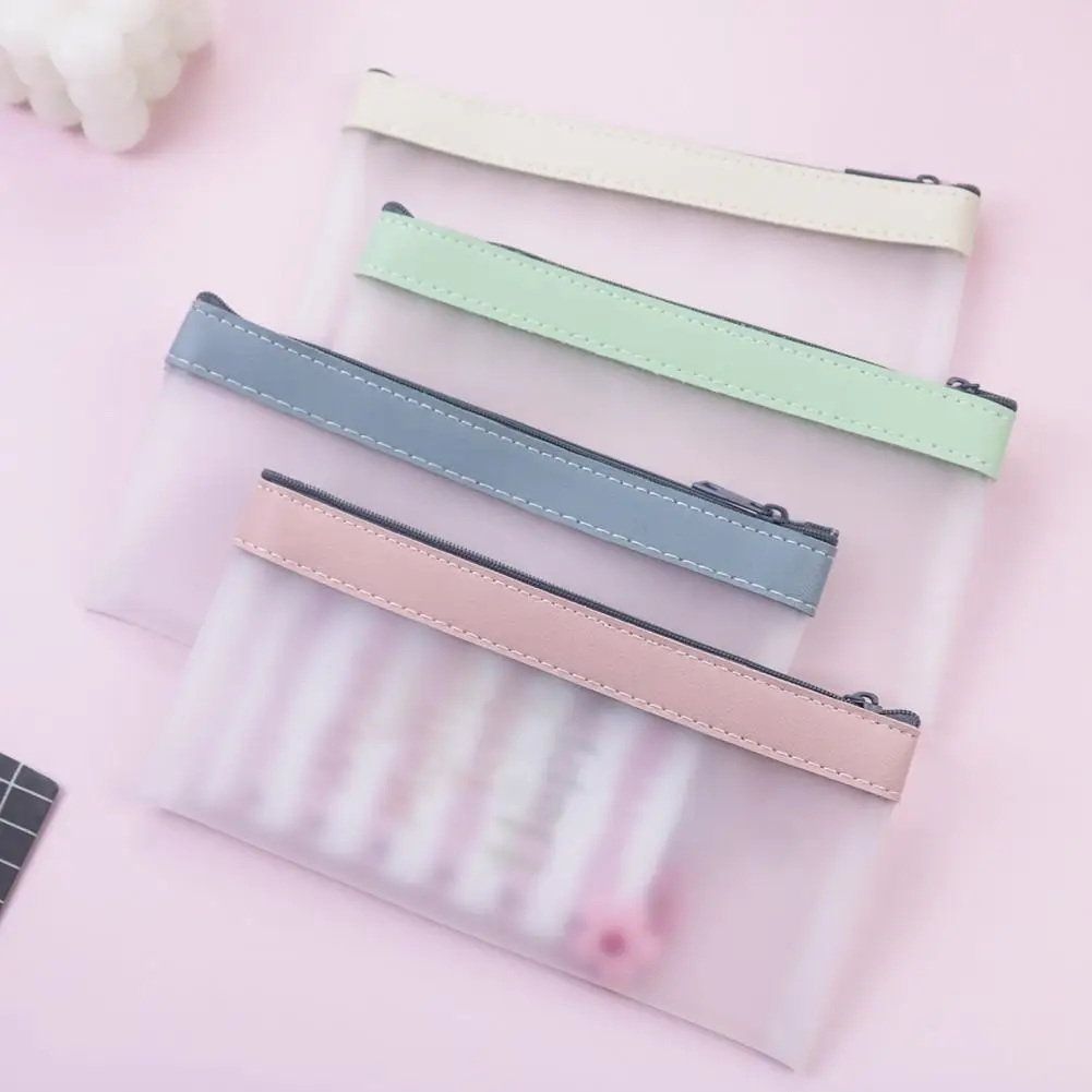 กระเป๋าดินสอ TPU ใสใสเคสดินสอฝ้าใสพร้อมซิปปิดเพื่อง่ายต่อการจัดระเบียบของไปโรงเรียน