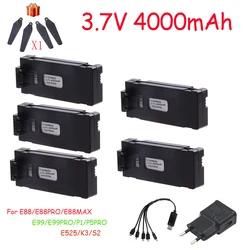 Combinação de bateria e carregador para Mini UAV Drone, acessório para E88, E88PRO, LS-E525 PRO, 3.7V, 4000mAh