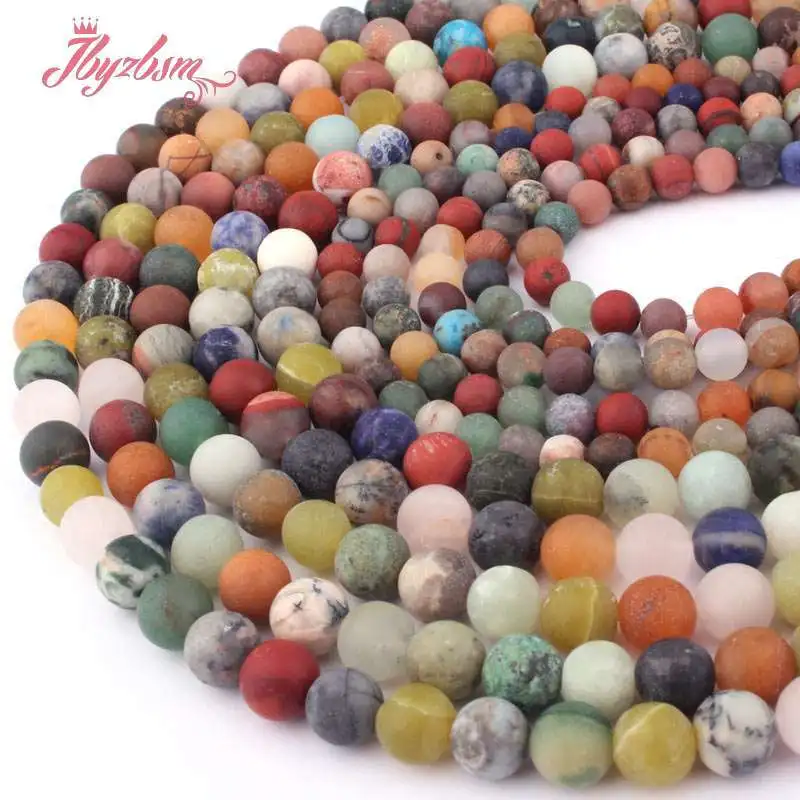 Natural Mixed Stone beads Round DIY Necklace Bracelets Beads Loose Strand 15Inch 6/8/10/12mm For Jewelry Making image 6