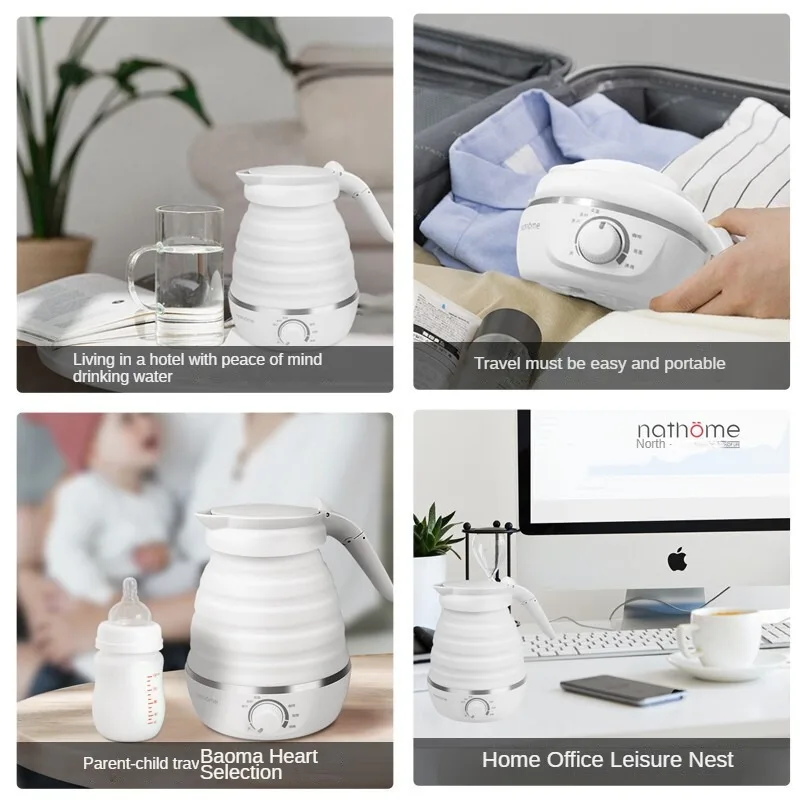 Travel Folding Kettle 304 Stainless Steel Portable Kettle Compression Leakproof Water Boiler Kettle Baby Milk Bottle