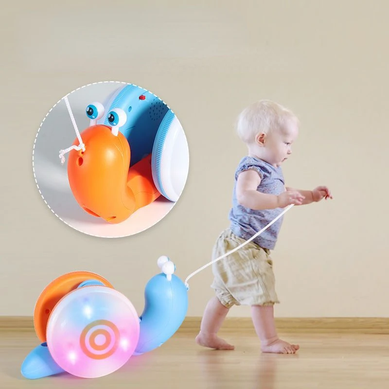 Children\'s Cute Rope Drag Snail Creative Toy Music Light Rope Pull Baby Toddler Toy