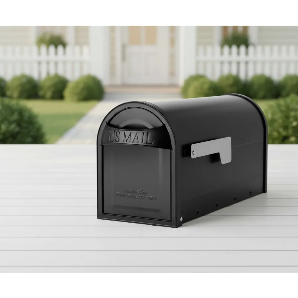 

Modern Black Post Mount Mailbox with Lock, Weather Resistant for Home Security, Easy Installation for Residential Use