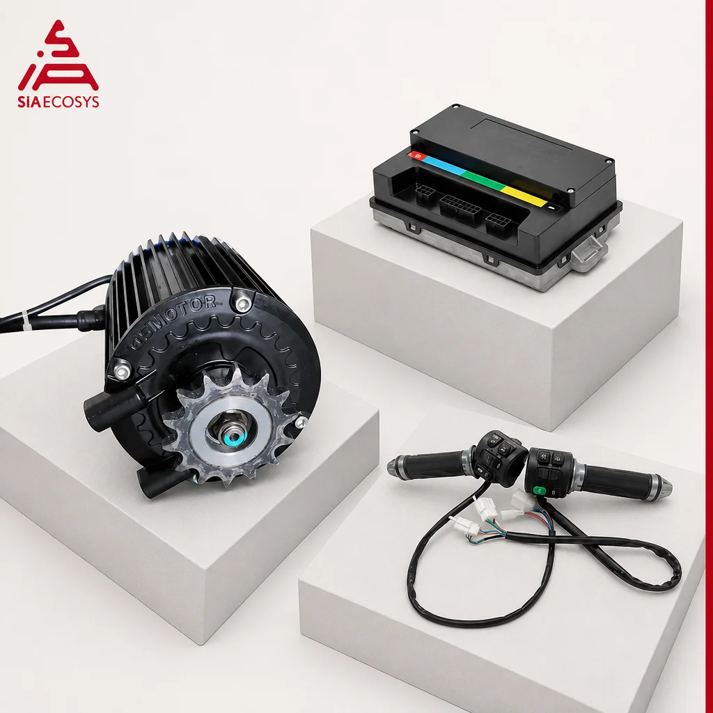 QSMOTOR QS90 1000W Mid Drive Motor with 428 Sprocket VOTOL Controller for Electric Motorcycle Scooter Conversion Power System